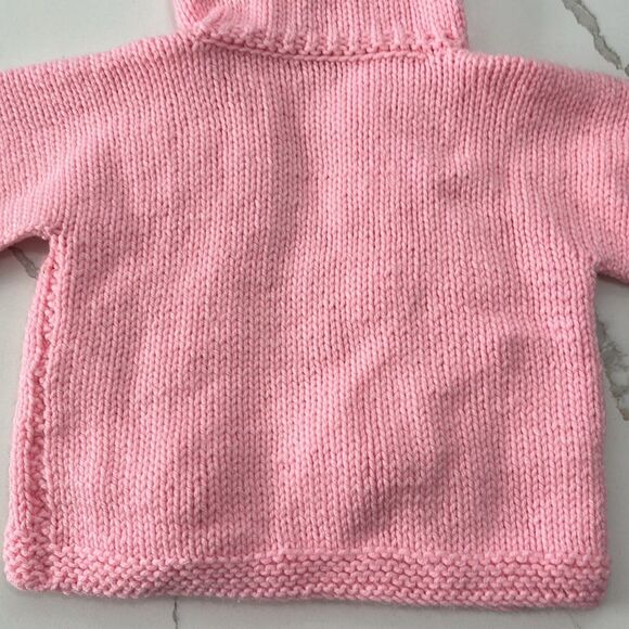Pink Infant Girls Cable Knit Hoodie Sweater with Tassels - Picture 8 of 11